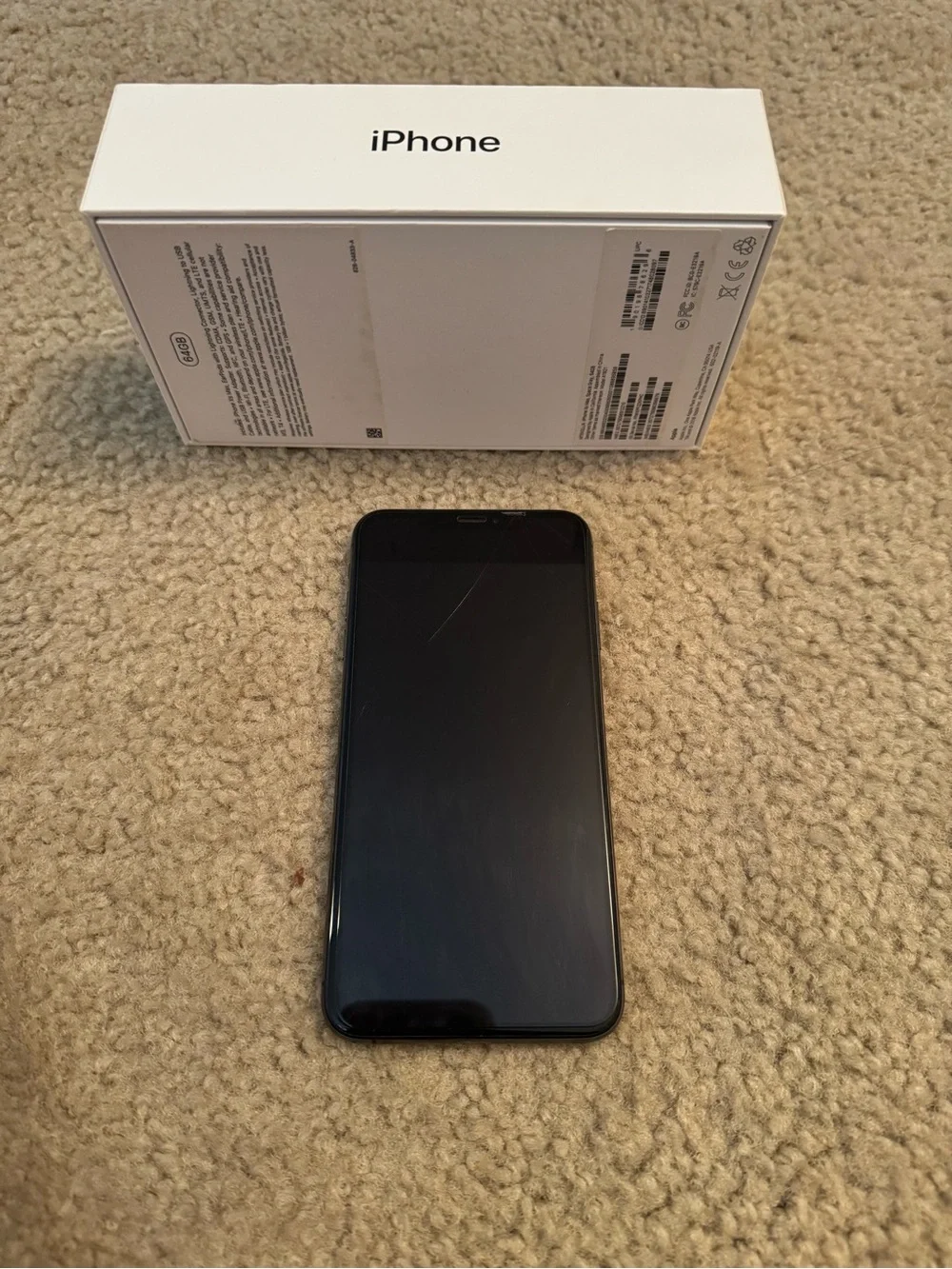 Apple iPhone XS Max - Space Gray with Black OtterBox Case and Box